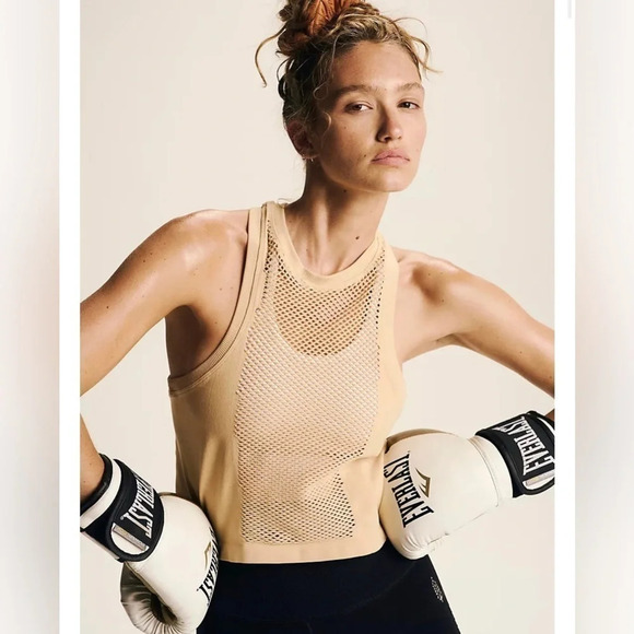 🌸clearance FREE PEOPLE MOVEMENT MESH IN SESSION‎ TANK - LATTE - Picture 1 of 7